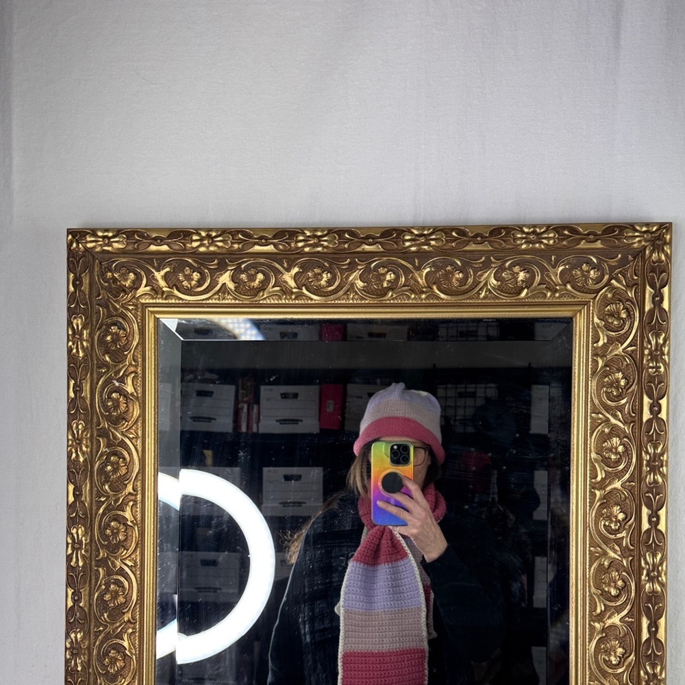 Handmade Striped Knit Beanie with Matching Scarf - Rose & Mauve